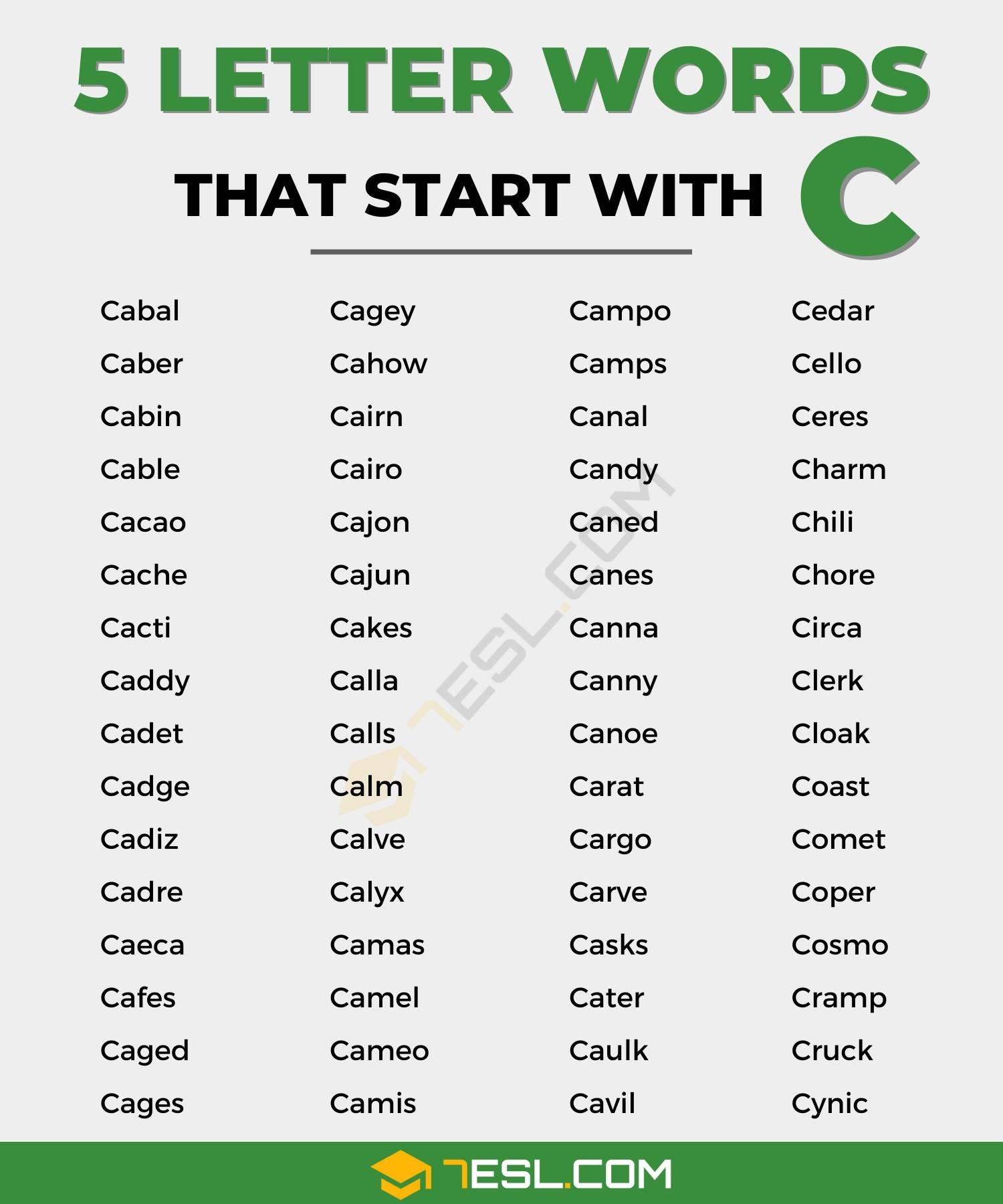 five letter word beginning with c