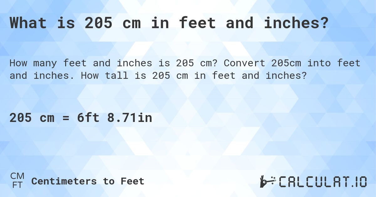 205 cm into feet