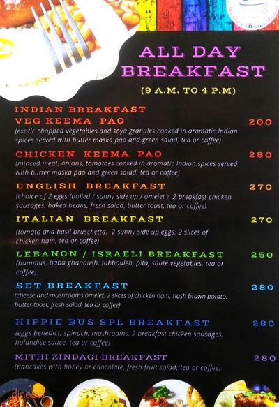 hippie bus cafe menu