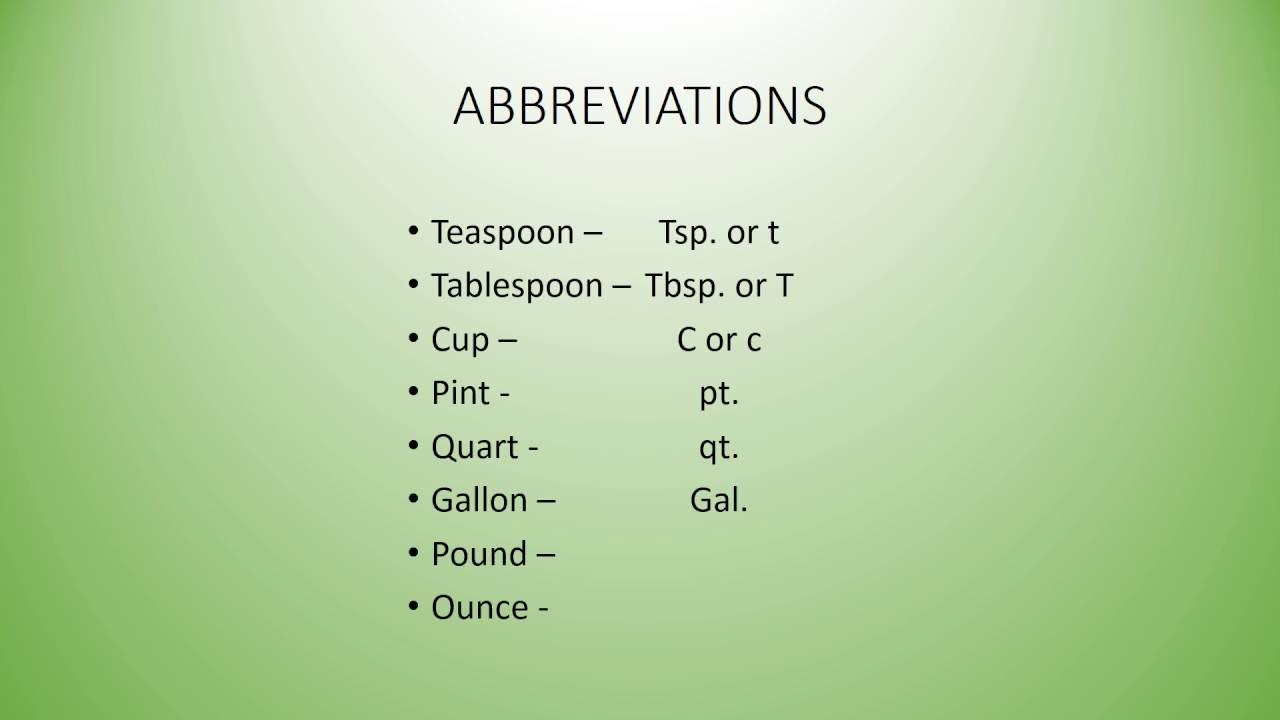 tablespoon abbreviation