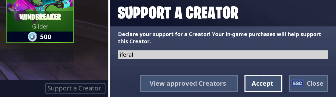 support a creator fortnite