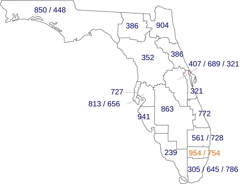 florida 954 area code