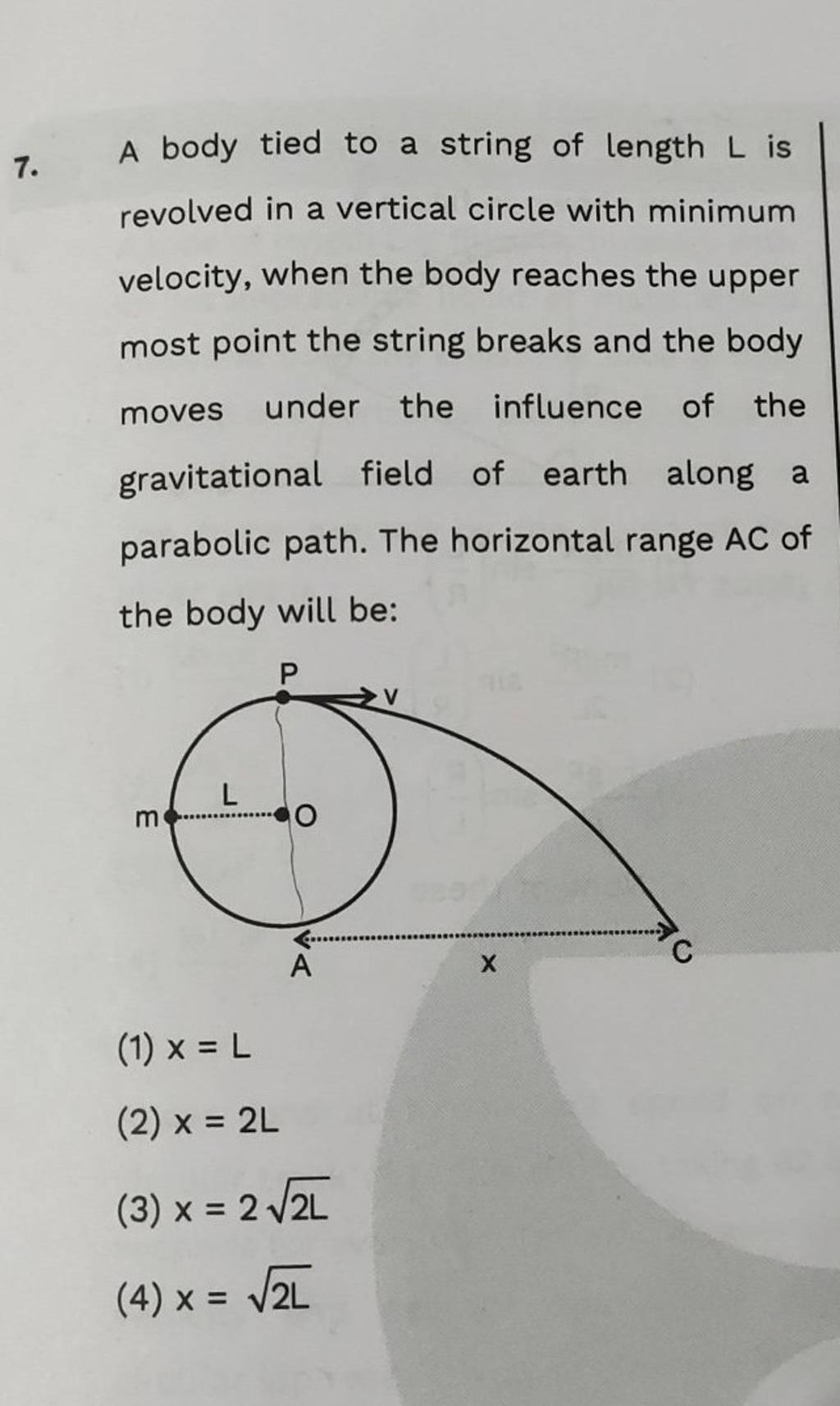 a body tied to a string of length l