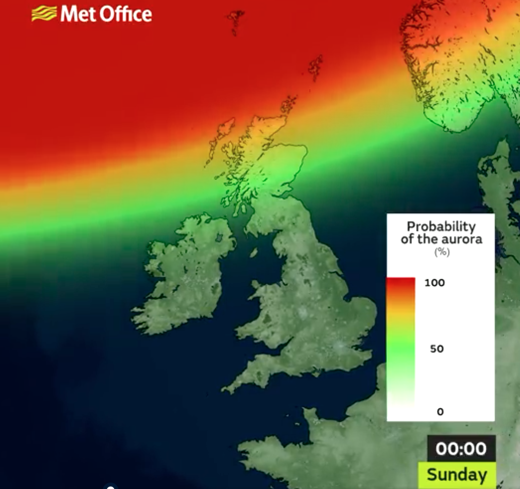 met office northern lights map