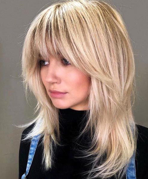 blonde mid length hair with layers