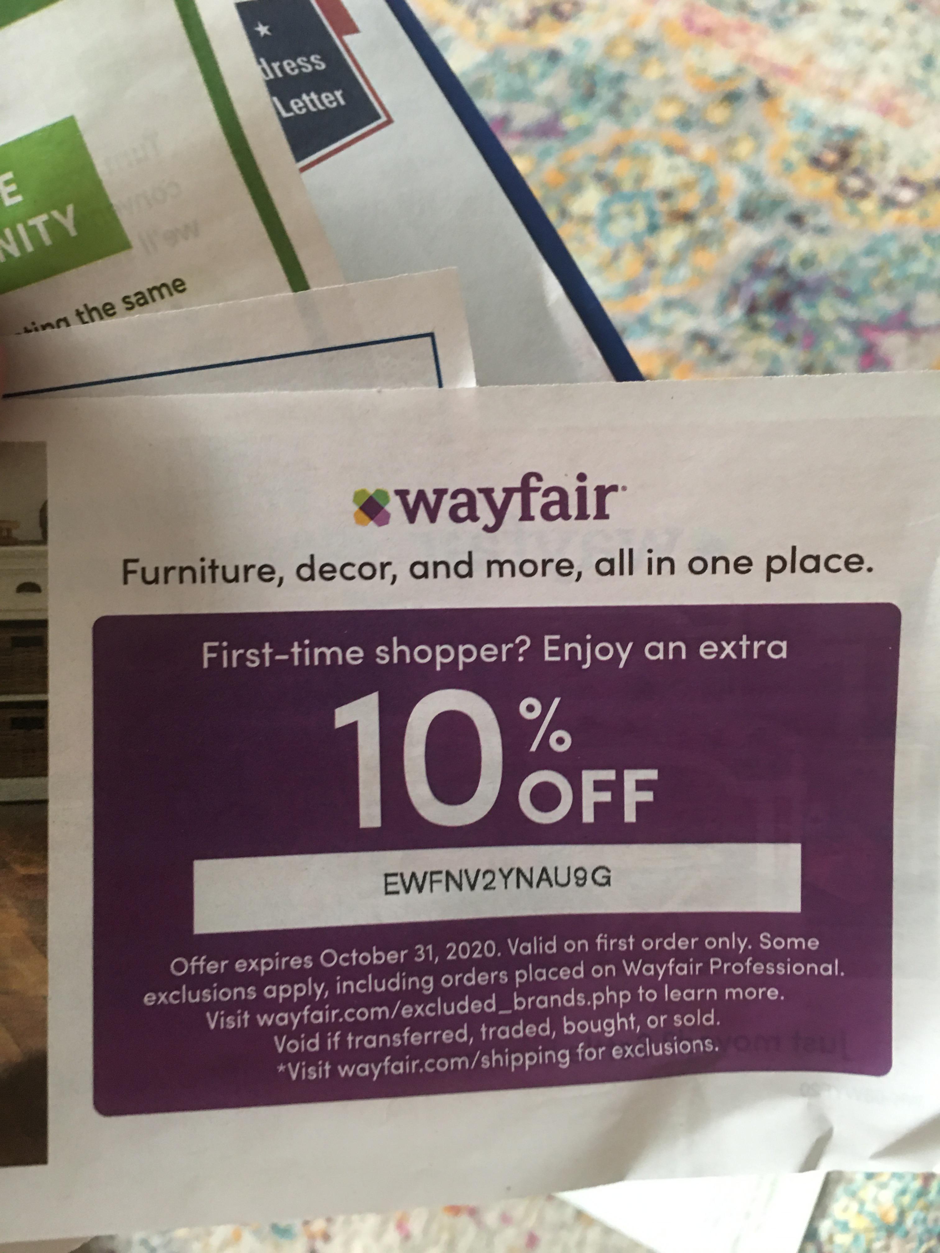 wayfair first order discount code uk