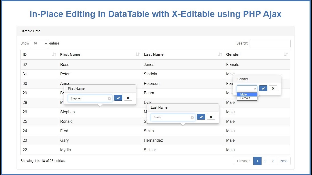 datatables editor