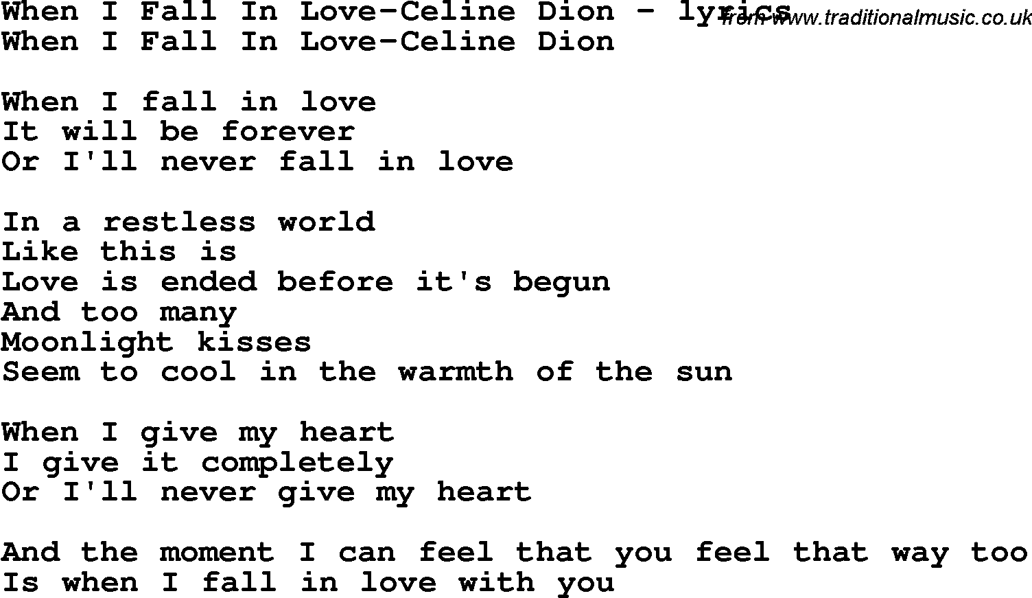 when i fall in love song lyrics