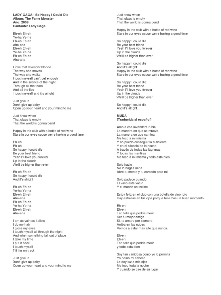 letra de so happy i could die lady gaga