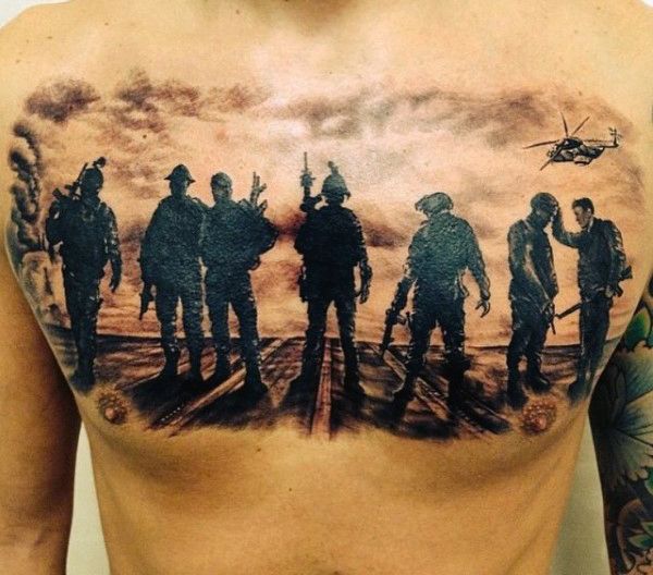 soldier chest tattoo