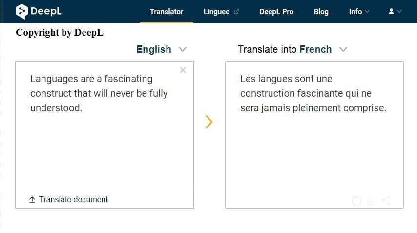 deepl english to french