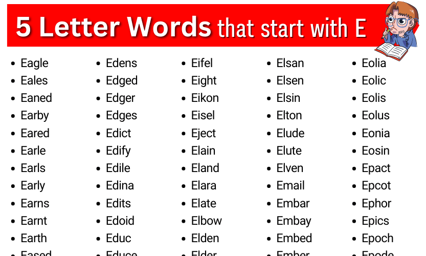 5 letter word starts e