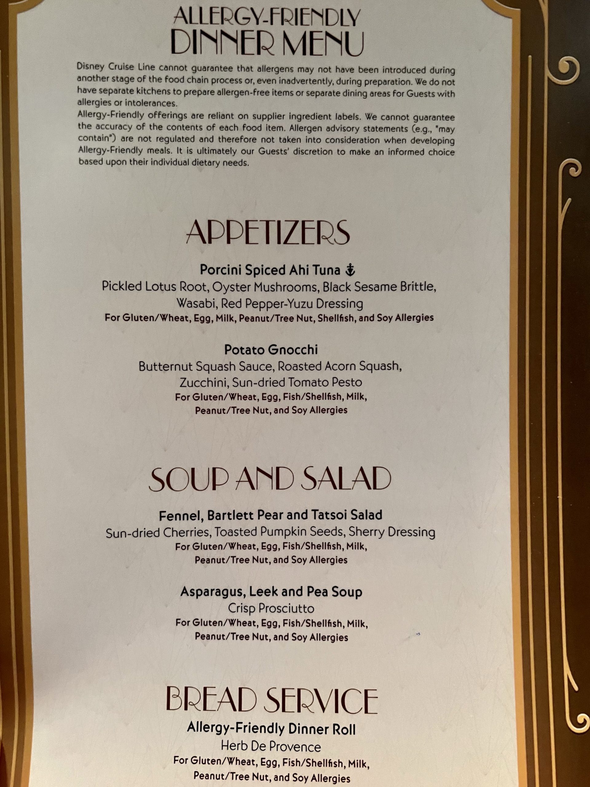 disney wish menus with pictures