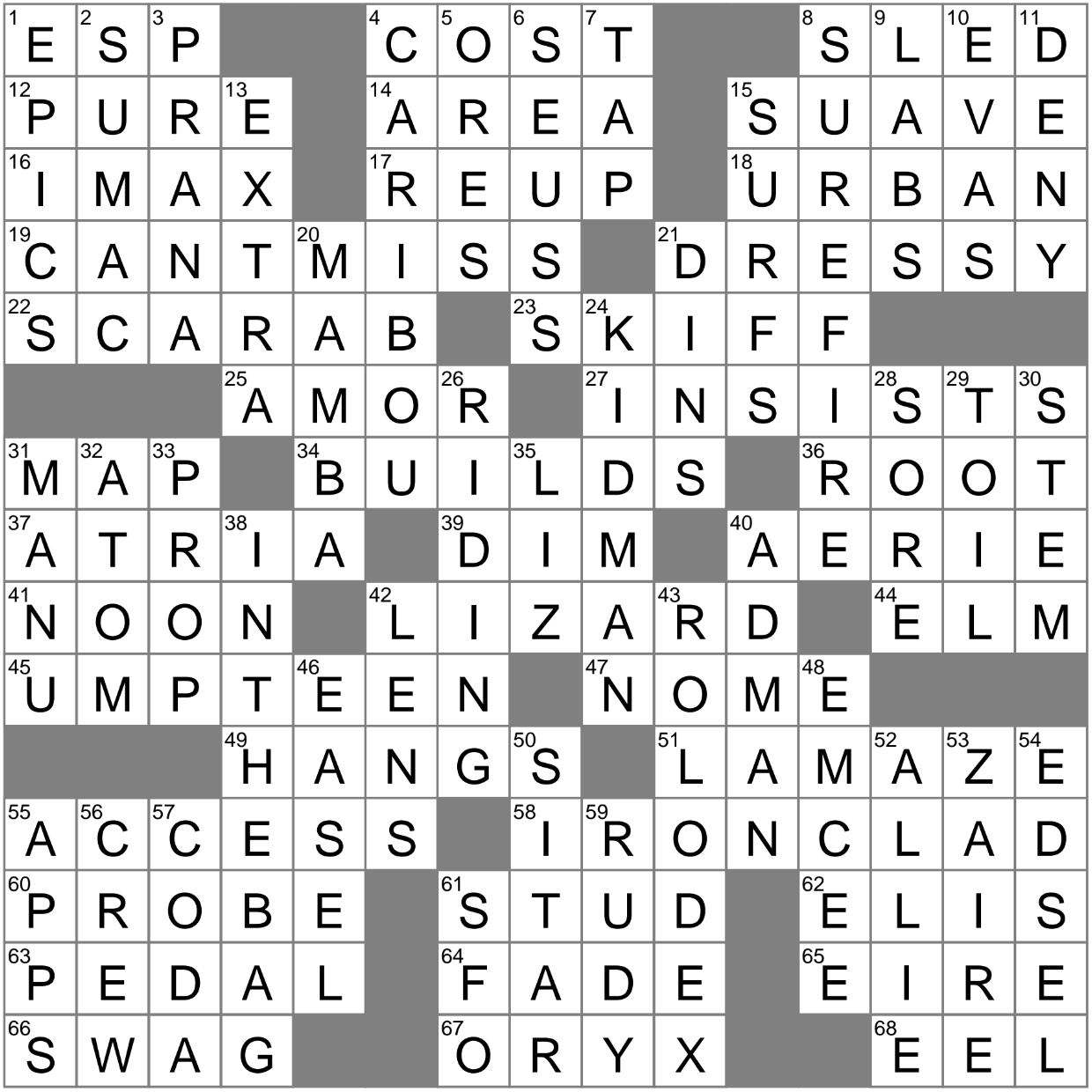 superficial show crossword clue