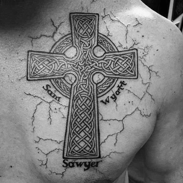 irish warrior celtic cross tattoo