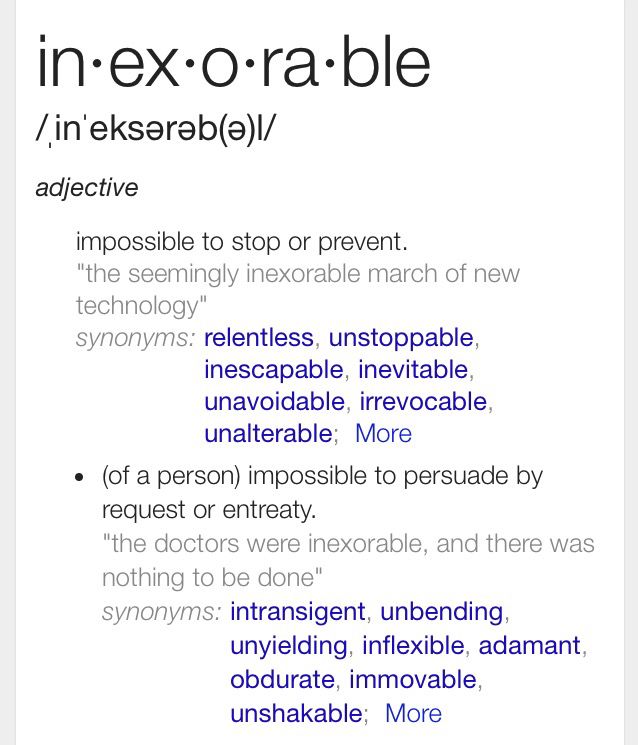 inexorable meaning in english