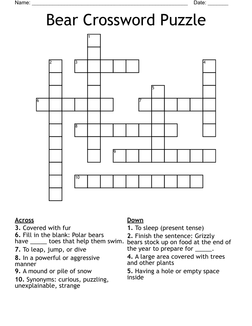 the bare necessities bear crossword