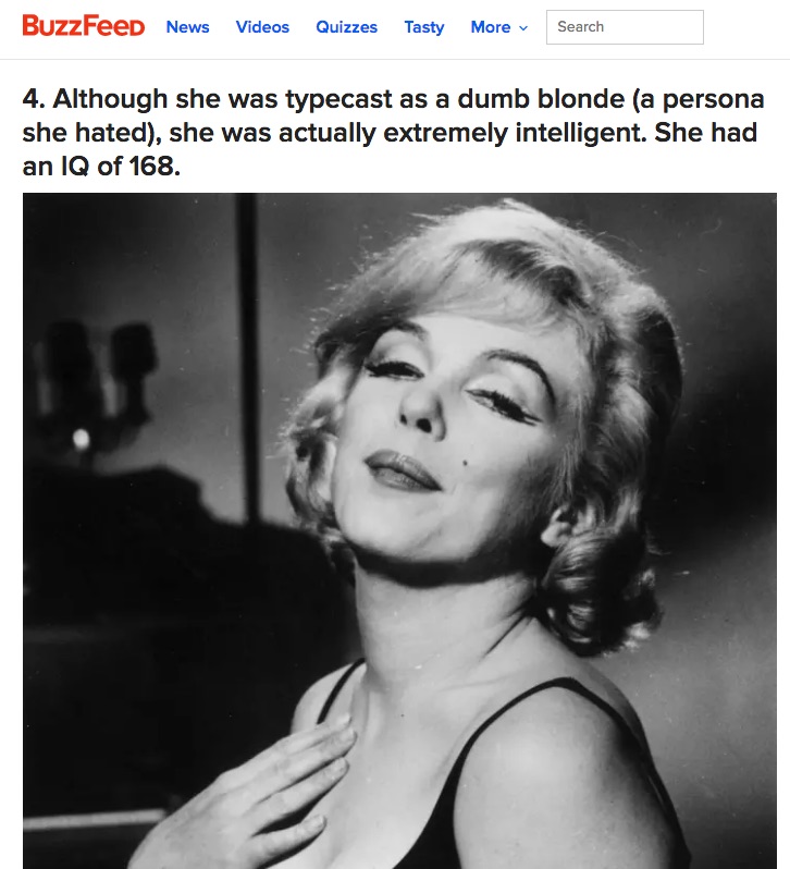 marilyn monroe iq test