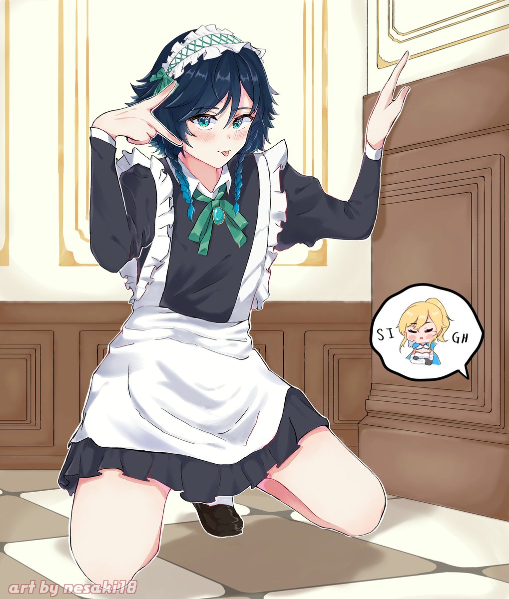 venti in a maid dress