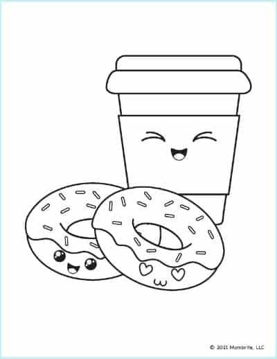 printable cute donut coloring page