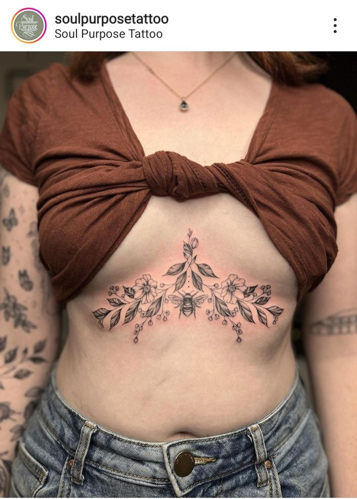 sternum tattoo floral