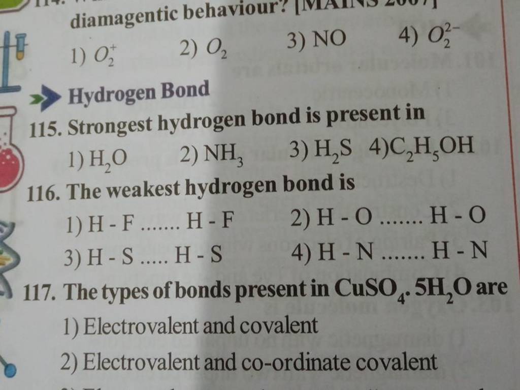 strongest hydrogen bond is present in