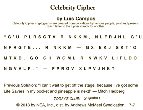 celebrity cipher today