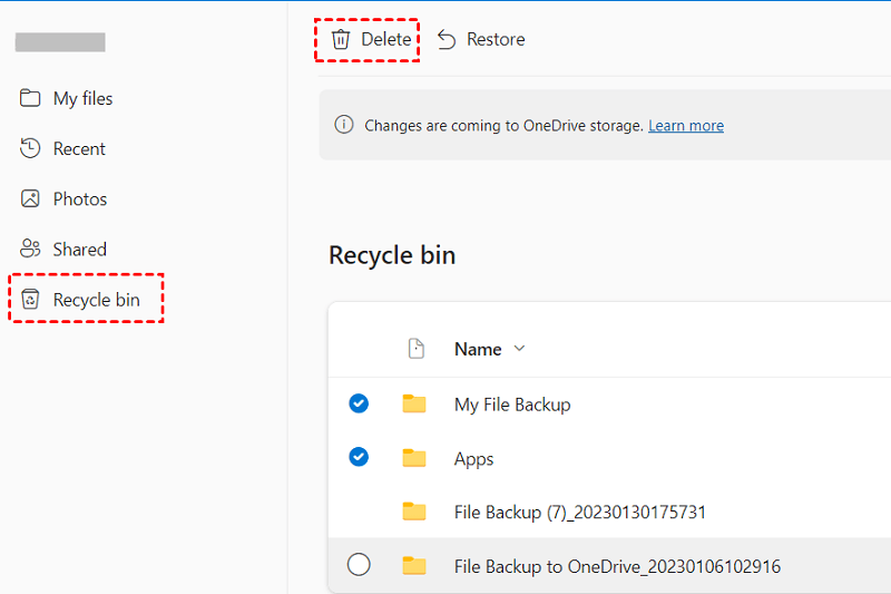 how to delete photos in onedrive