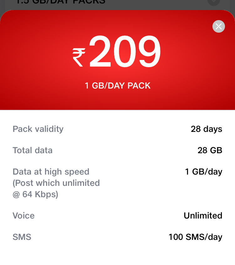 jio recharge plan 1gb per day