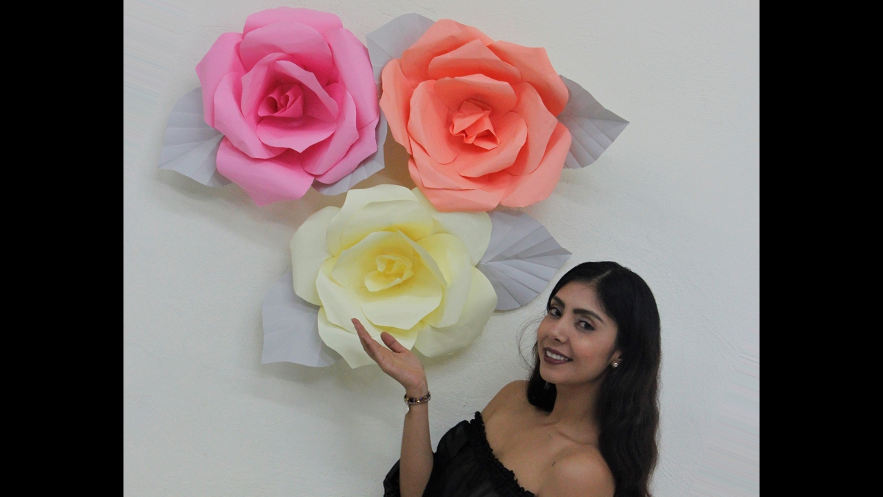 como hacer rosas de papel gigantes