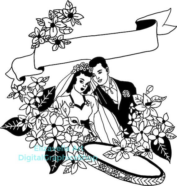 christian wedding clipart black and white