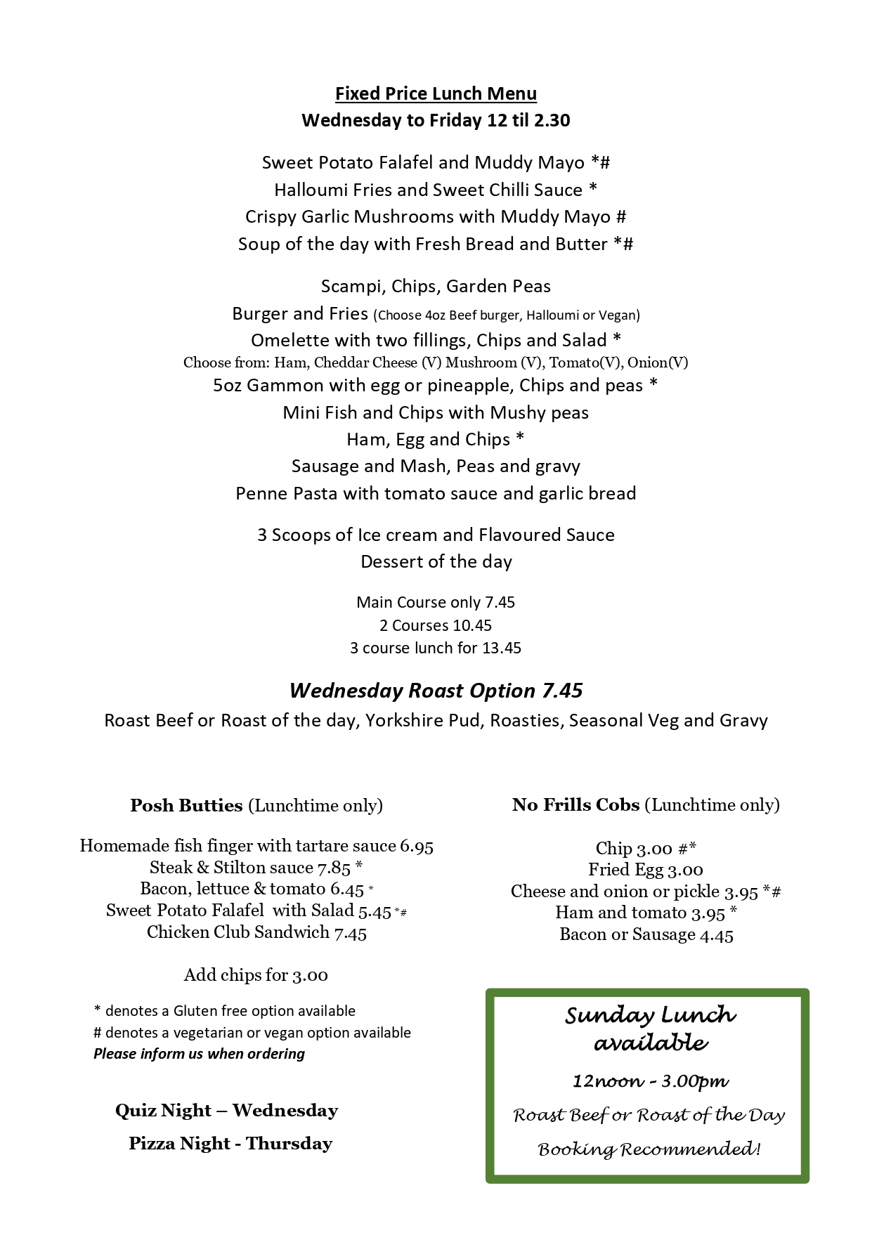 the spanker inn menu