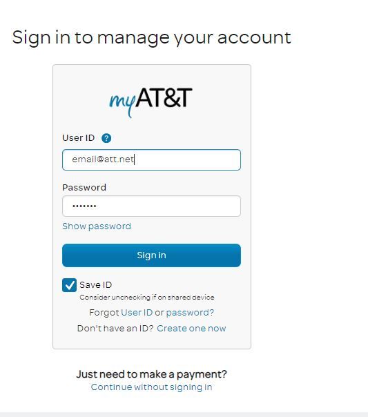 att com login email sign in