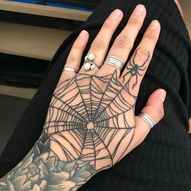 spider web hand tattoo meaning