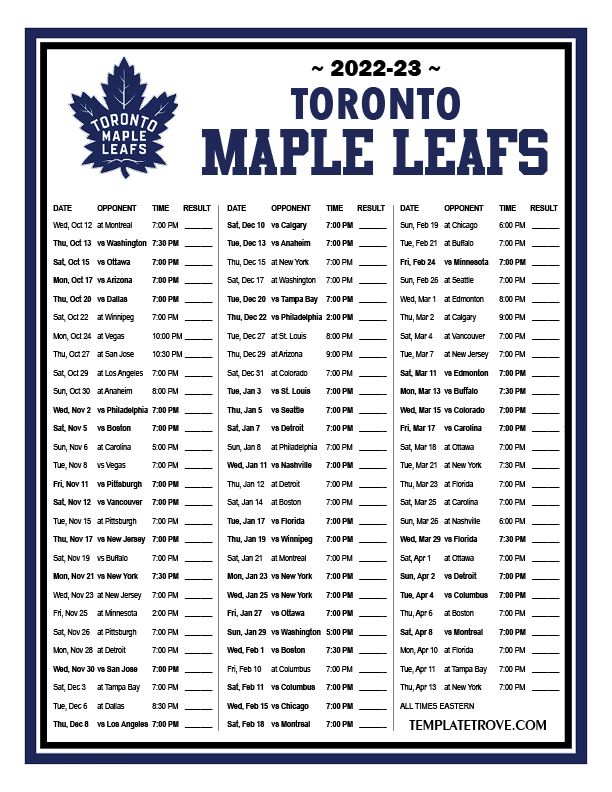 maple leafs schedule pdf