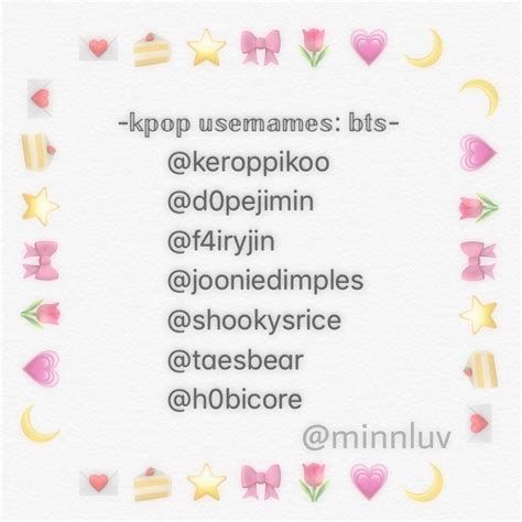 bts aesthetic usernames