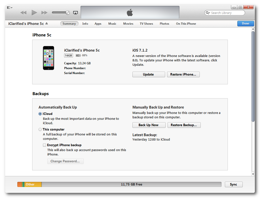 iphone software update on itunes