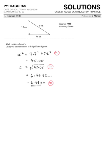 pythagoras theorem questions gcse