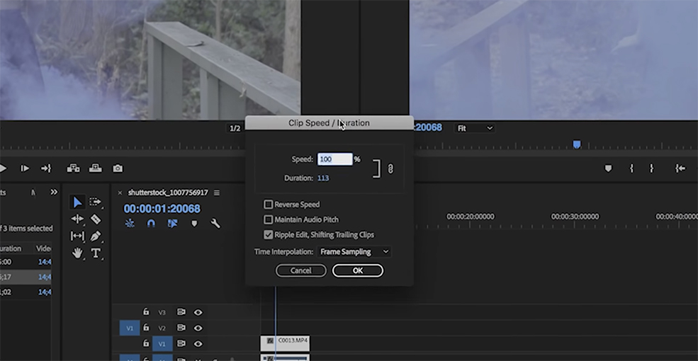 premiere pro change speed of clip