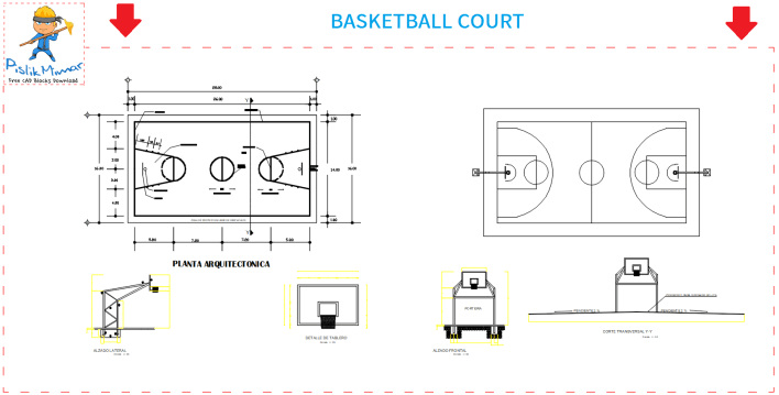 basketbol sahası dwg