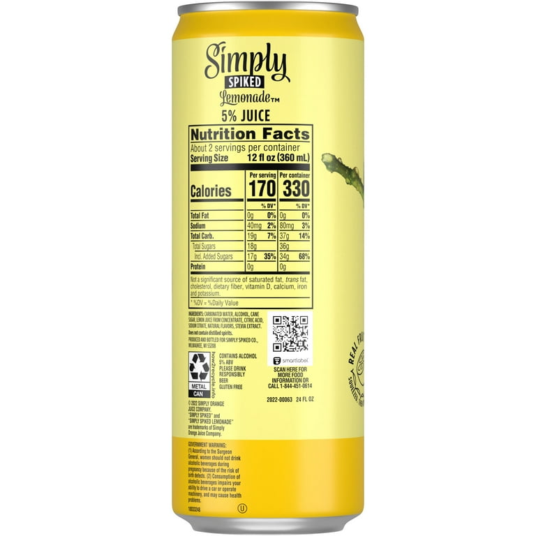 simply spiked lemonade nutrition