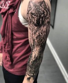 arm tattoo wolf