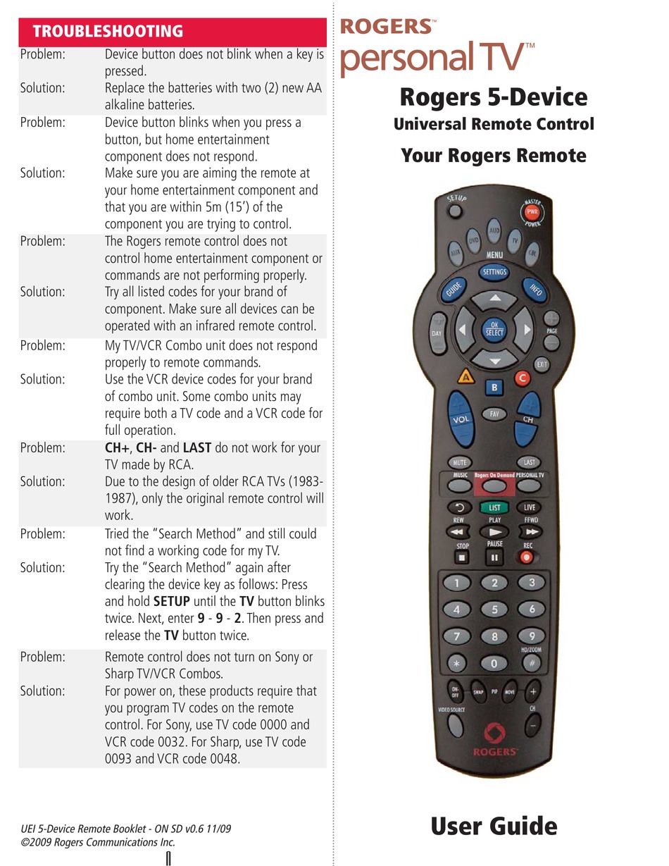 rogers ignite remote manual