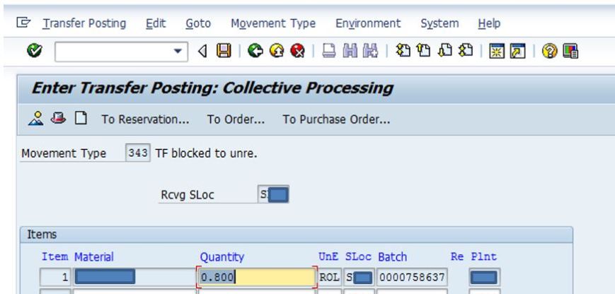 343 movement type in sap