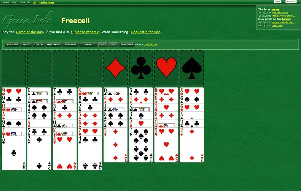 green felt solitaire