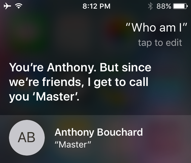 how to make siri say yes master