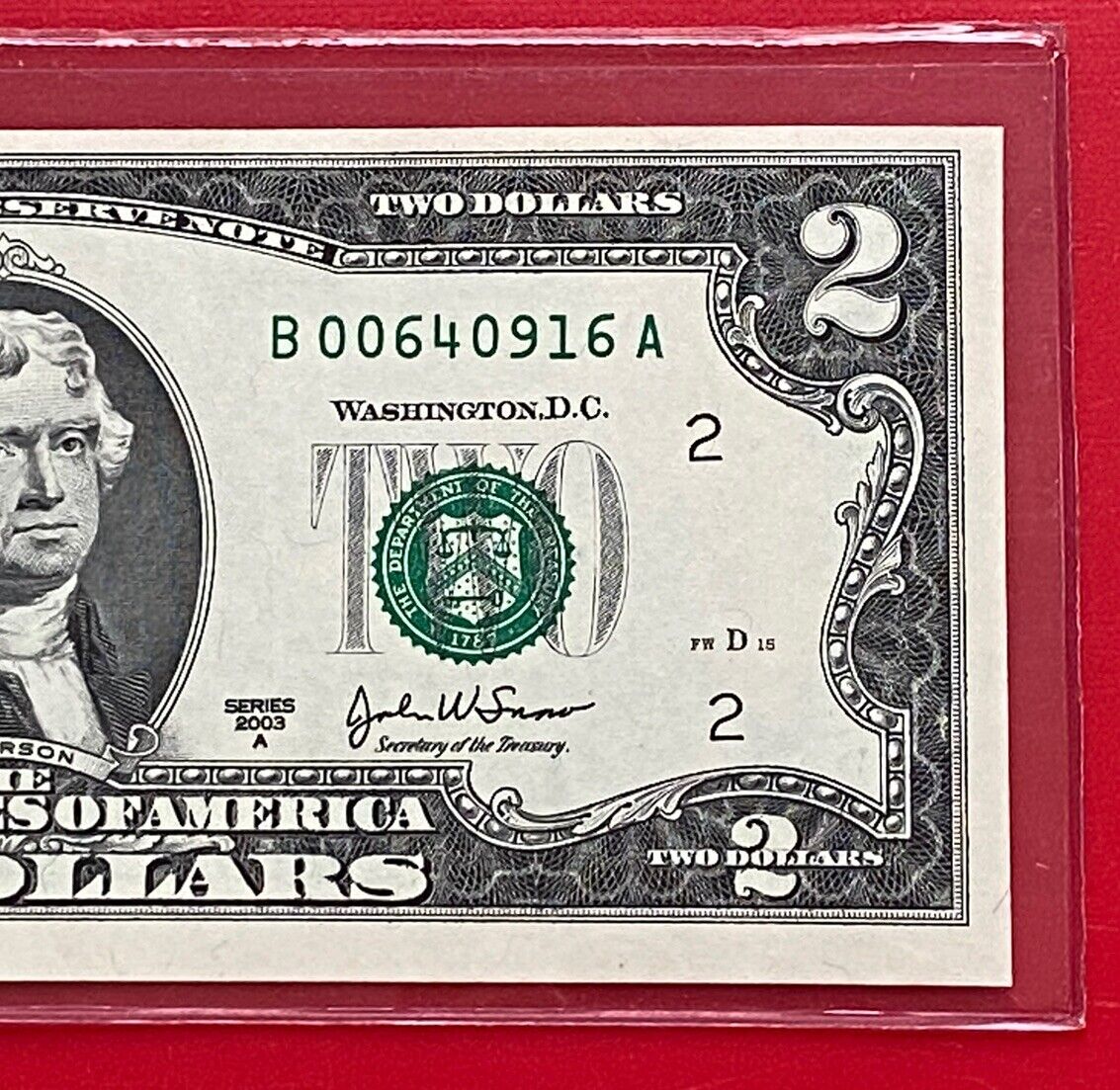 uncirculated $2 bill 2003