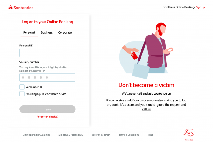 santander co uk login