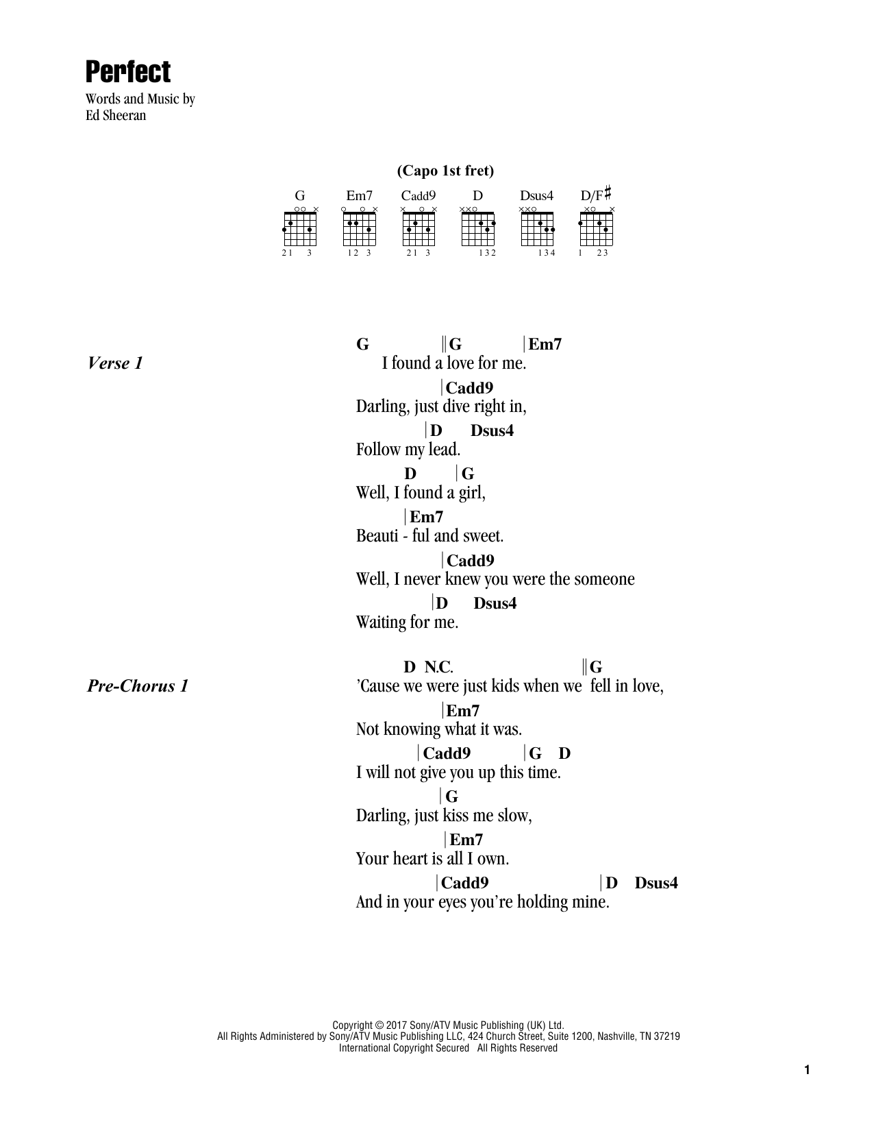 perfect chords by ed sheeran