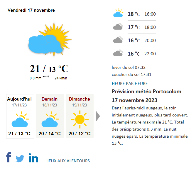 météo porto colom